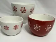 Crate & Barrel Mixing Bowls Made in China snowflake Lot of 3 Nesting