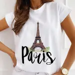 PARIS EIFFEL TOWER T SHIRT 時尚巴黎系列印花女士休閑閨蜜T恤