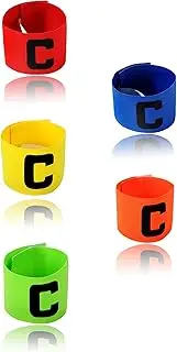 Multicolor Sports Captain Armbands Adjustable & Retractable for Football, Hockey, Rugby, Netball Elastic Bands Fit Adults & Youth Set of 5