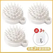 Home Simply - Silicone Head Scalp Massager / Adhesive Hook / Set 3pc - With Hook - Massager - White - One Size