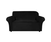 Sofa Cover Dustproof Non-shrink Polyester Stretch Removable 3 Seat Sofa Protector Home Decor -Black