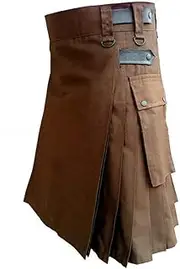 Men Tartan Scottish Style Kilts Medieval Kendo Costume Sport Utility Kilt Plaid Contrast Waistband Pleated Skirt