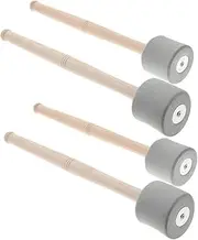 HYTROVE 2Pairs Bass Drum Mallets Comfortable Head Percussion Sticks for Marching Band Polished Handle for Enhanced Grip for Beginners and Professionals