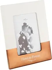 Hallmark ‘Here’s to Forever’ Picture Frame - Ceramic Photo Frame - 5 x 7 Inch Vertical with Linen Texture and Bronze Foil Accents