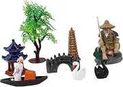 Ipetboom Set of Bonsai Ornaments Miniature Rockery Bonsai Decorative Figurines Zen Garden Accessories Ceramic Figurines Kit for Mini Garden Decor Random Color