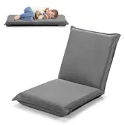 Costway Adjustable Floor Lounge Chair Padded Folding Lazy Sofa Bed Grey
