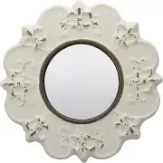 Stonebriar Decorative 8" Antique White Round Ceramic Accent Wall Mirror