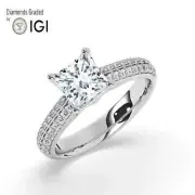 Princess Solitaire Labgrown Diamond Engagement Ring Platinum 3.40 Ct