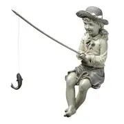 Design Toscano EU9305 Big Catch Fisherwoman Girl Fishing Garden Statue, 11 Inch,