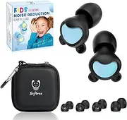 Ear Plugs for Kids (5-12 yrs) & Adults with Small Ear Canals - Noise Reduction Earplugs for Airplane, Focus, Travel, Concerts, Socializing Sports, Noise Sensitivity, 8 Ear Tips in XS/S/M/L-BKBU