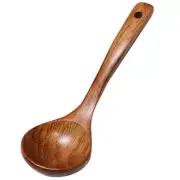 Soup Spoon Natural Japanese Wooden Soup Porridge Ramen Rice Long Handle Spoon