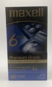 Maxell Video Cassette 6 Hours Premium Grade VHS T-120