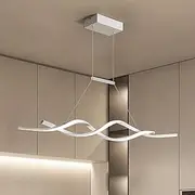 Jaycomey Modern Pendant Light, Dimmable LED Chandelier, Wave Shape Chandelier Lighting,Contemporary Chandeliers for Dining Rooms Dinner Table Kitchen Island,3000-6000K,28W,White