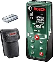 Bosch Home & Garden Digital Laser Distance Measure PLR 25 25m (Measuring up to 25 m, Protective Case, 2 x AAA Batteries Included, in Box)