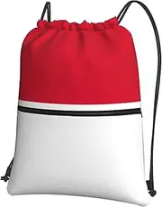 EdWal Flag Of Monaco Print Drawstring Backpack Gym Bags Sports Bags With Zipper Pocket For Travel Beach, Black, One Size