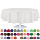 White Plastic Table Cloth Disposable (6 Pk) 84in Round Tablecloth Premium Par...