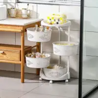在飛比找momo購物網優惠-【Bunny】全功能360度可旋轉移動式收納架廚房浴室置物籃