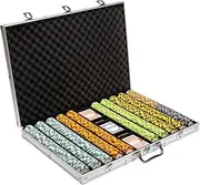 Brybelly 1,000 Ct Monte Carlo Poker Set - 14g Clay Composite Chips with Aluminum Case, Playing Cards, Dealer Button