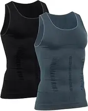 [ATOFY] Mens Slimming Body Shaper Vest Compression Tank Tops Shirts Workout Abs Abdomen Undershirts