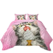 Funny Cute Cats Art Licking Ice Cream Kitten Coverlet