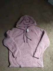 Victoria’s Secret Pink Rose Pink Teddy Sherpa Half Zip Hoody 2019 L HTF Last 1