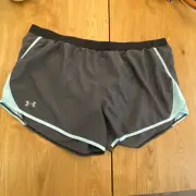 Under Armour 3XL Women's Fly By 2.0 Heat Gear running shorts Gray teal Lined