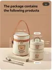 WORTHBUY Insulated Bento Lunch Box With Tableware Microwave Safe Portable