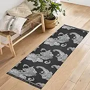 Joisal Rug Runners, Long Kitchen Rugs Runners, Elegant Swirl Silver Washable Kitchen Rugs Non Slip, Kitchen Mats for Floor