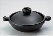 Banko Ware Earthenware Pot, Round Pochi Black Earthenware Pot, No. 9 [13.8 x 11.0 x 5.1 inches (35 x 28 x 13 cm), Body 3.0 inches (7.5 cm), Direct Fire, Restaurant,