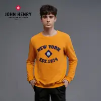 在飛比找momo購物網優惠-【JOHN HENRY】純棉紐約復古字母大學T-黃