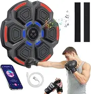 Goblinaduo Music Boxing Machine, Rechargeable Smart Boxing Training Machine with Boxing Gloves, Electronic Punching Equipment with Velcro Installation for Kids Adults Home Gym Workout