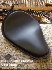 Spring Solo Motorcycle Seat Chopper Sportster Bobber Red Black Rich Phillips
