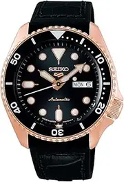 5 SPORTS（ファイブスポーツ） Seiko Watch Five Sports SKX Men's Wristwatch, Dial/Bezel : Black, Case: PG, Band: Black (Leather & Silicone), 1個, Specialist Style