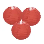 3Pcs Decorative Hanging Round Paper Lanterns 10cm/4", Red