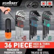 36 PC Long Arm Ball End Hex Key Allen Wrench Set Inch Metric Star With Bag Gift