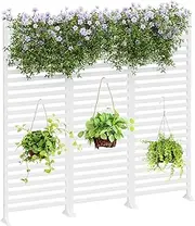 Privacy Screen Fence Panels 12 Pack Decorative Garden Fence Animal Barrier Border Trash Can Enclosure with T-Shaped Base Dog Fence Outdoor for Yard Patio Landscape White