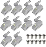 Cabinet Hinge with LED Light, Under Cabinet Lights Sensor Auto on/Off Lighting for Cupboards Wardrobes Kitchen Showcases, White Light (Pack of 10)