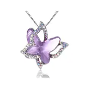 Nevenka Butterfly Birthstone Crystal Pendant Necklace Gifts for Women Girls-LightPurple