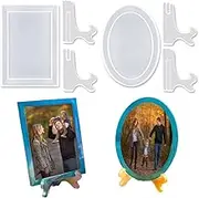 Resin Mold for Photo Frame Silicone Picture Frames Resin Molds for Casting Rectangle Oval Photo Frame Molds with Stand Holder for DIY Personalized Crafts Handmade Gifts Home Table Decor