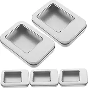 OATIPHO 5pcs Box Metal Nail Organiser Storage Box with Window Lids Treasure Container for Nail Art Beads and Other Essentials Durable Clear View Design for Easy Access
