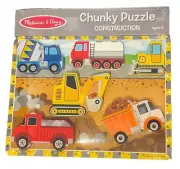 Melissa & Doug Construction Wooden Chunky Puzzle, Ages 2+ (6 pcs) NEW