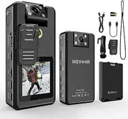 Wevoor 1296P FHD Body Camera A53-20 Hours Dual Battery Pack, 64GB Wearable Police Camera with IR Night Vision + 180° Rotatable Lens, Premium Portable Camcorder Mount Anywhere for Cycling Work Travel