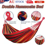 Comfortable Fabric Double Hammocks Bed Swinging Camping Hanging Tree Strap Hooks