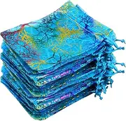 Marrywindix 100pcs Blue Organza Drawstring Pouches Jewelry bags, Candy Pouch Chocorate Pouch Party Wedding Favor Gift Bag