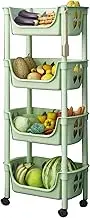 Kitchen Storage Shelf Multi Tier Mobile Toy Snack Fruit Vegetable Utility Cart Shelving Unit for Kitchen Bathroom (4 Layers with Wheels)