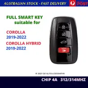 For Toyota Corolla Hybrid Smart key Sedan 3 button 2019 2020 2021 2022 4A chip