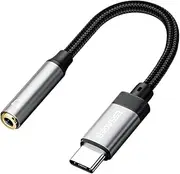 ESSAGER USB C to 3.5mm Audio Adapter, Male to Female Nylon Cable for Samsung S24/S23/S22/S21/S20+/S20 Ultra, Pixel 4/+ 4XL, and More Type C Devices