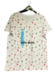 Women's Xmas Tee White Casual Top Ladies Christmas Printed T-shirt Primark