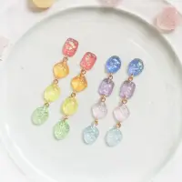 在飛比找松果購物優惠-韓國糖果寶石耳環 甜美無耳洞金箔夾式耳釘 (8.3折)