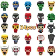 Superhero Action Figures, 24-Piece Mini Figure Toy Set, 1.38-Inch PVC Cake Topper Figures